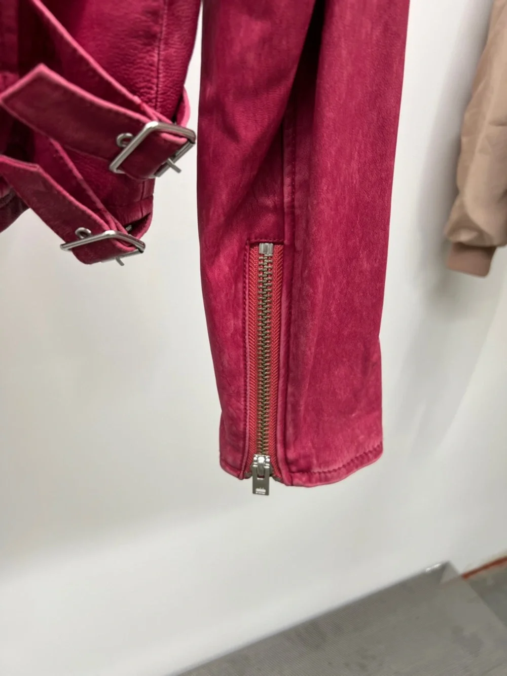 IRO Raspberry Leather Biker Jacket - Picture 9 of 9